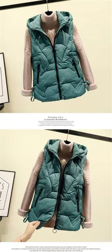 Vista 5 de Chaleco desmontable con cremallera para mujer, primavera, otoño, invierno, moda, casual, para mujer, bonito, cálido, para mujer, ropa exterior