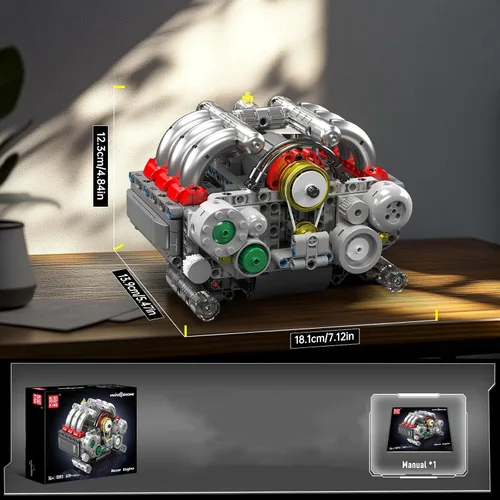 Vista 5 de Mould King 10193 Boxer Engine Model Kit que funciona: construye tu propia réplica de motor de automóvil mini, juego de bloques de construcción