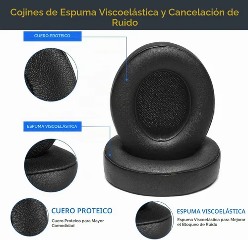 Vista 3 de Beats Studio 3 Almohadillas para los oídos, almohadillas de repuesto de piel con proteína de espuma viscoelástica, almohadillas de repuesto