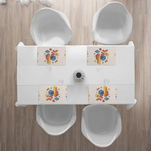 Vista 7 de Juego de 4 manteles individuales rectangulares, resistentes al calor 3D isométricos impresos para cocina y comedor