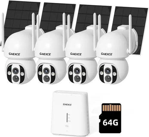 Vista 10 de Cámara de seguridad solar inalámbrica WiFi Pro para exteriores, visión nocturna a color de 4 MP, detección de movimiento AI/PIR, 360 PT, audio de 2