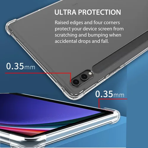 Vista 4 de Zeking Diseñada para Samsung Galaxy Tab S9 Plus/S10 Plus, ultra transparente, suave, flexible, transparente, TPU contraportada para Galaxy Tab S9