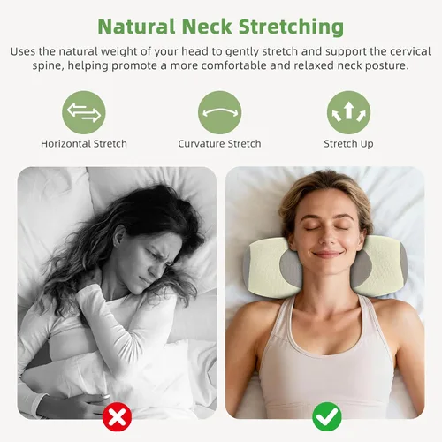 Vista 4 de Almohada de cuello de trigo sarraceno para aliviar el dolor de cuello Blanco gris