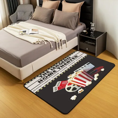 Vista 5 de jejeloiu Juego de alfombras de sala de estar, decoración de cine y noche, juego de alfombras de área de 3 x 5 con palomitas de maíz para interiores