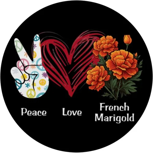 Vista 3 de Peace Love French Marigold Flower Hippie Marigold Lover PopSockets Standard PopGrip