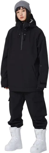 Vista 16 de SEARIPE Juego de chamarra y pantalones de esquí para mujer, trajes de esquí resistentes al viento para parejas, trajes de nieve impermeables de dos