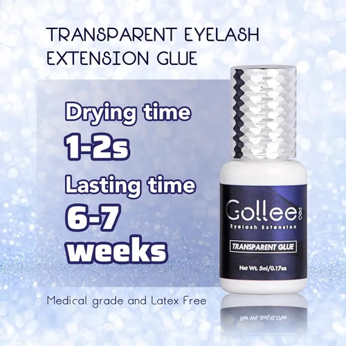 Vista 5 de Pegamento de extensiones de pestañas transparente para extensiones de pestañas, (0.17 onzas líquidas/0.2 fl oz), 1-2 S, secado rápido/retención 6