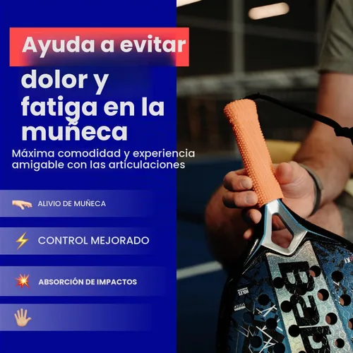 Vista 3 de Padel Grip – Soft Silicone Padel Racket Grip, Octopus, Orange