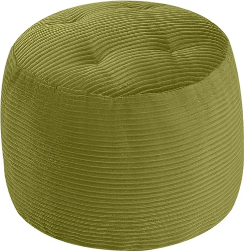 Vista 22 de MeMoreCool Puf otomano redondo, reposapiés de pana beige con relleno de espuma, taburete compacto para sofá, decoración de sala de estar