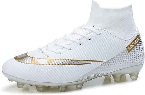 Vista 2 de Unisex-Cleats Soccer Shoes for Big Boy Fgag High-top Spikes Football Shoes for Younth Professional Training Turf Indoor Ankle Boots Athletic Sneaker