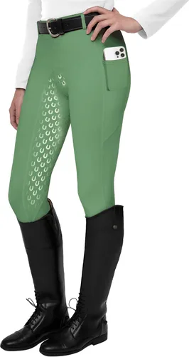 Vista 19 de FitsT4 Sports Mallas de Equitación de Asiento Completo para Mujer con Agarre de Silicona Activa Pantalones Ecuestres Albaricoque
