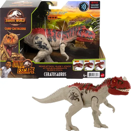 Vista 11 de Figura de acción de dinosaurio de Jurassic World Camp Cretácicos Roar Attack Kentrosaurus, juguete con función de golpe y sonidos