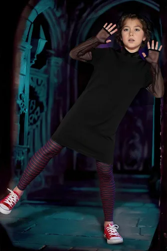 Vista 5 de BesserBay Disfraz de vampiro para niños, 2 piezas, vestido negro de Negro y rojo