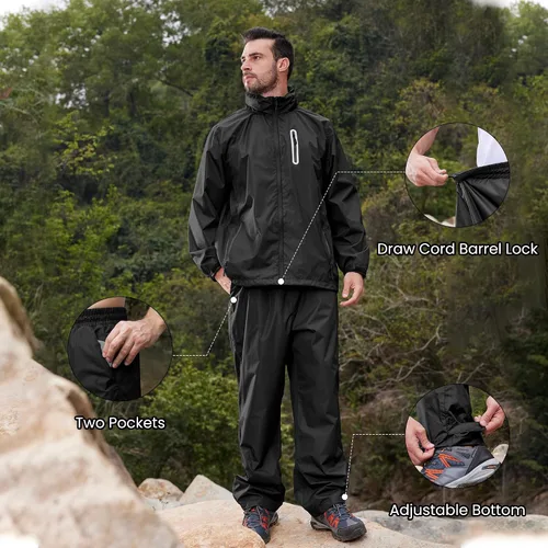 Vista 6 de SWISSWELL Trajes de lluvia impermeables y ligeros para hombres y mujeres, chaqueta y pantalones para golf, senderismo, viajes