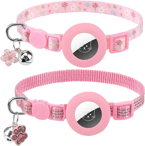 Vista 44 de PUPTECK Airtag - Collar de gato ajustable con campanas, collar de gatito ajustable para niñas y niños pequeños, cachorro, conejito, bonito accesorio