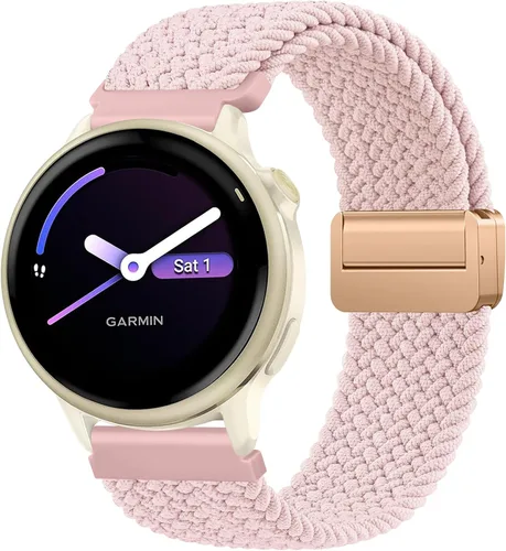 Vista 8 de Meliya Correa magnética de nailon trenzada para Garmin Vivoactive 6/Vivoactive 5/Vivoactive 3, correa de repuesto elástica de 0.787 pulgadas