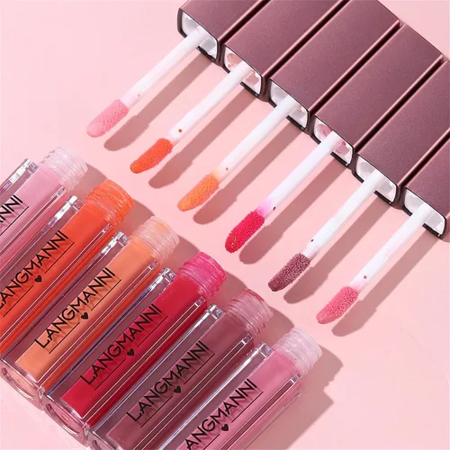 Vista 6 de Juego de 12 piezas de colección de brillo labial hidratante, 12 tonos 12 colores brillantes