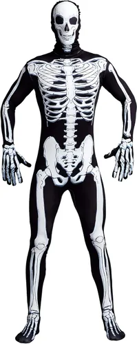 Vista 4 de Spooktacular Creations Body de esqueleto de huesos de Halloween, disfraz para hombre con capucha de esqueleto