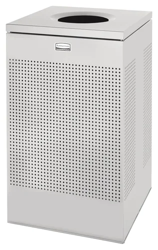Vista 12 de Rubbermaid Commercial Products Silhouette Cubo de basura cuadrado con tapa abierta, 16 galones, plateado metálico, interior para oficinas/vestíbulos