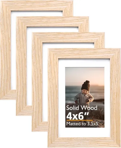 Vista 24 de KINLINK Marco de fotos de 3.5 x 5 pulgadas, color negro ceniza, marcos de madera maciza con plexiglás para mesa y montaje en pared, marcos de fotos