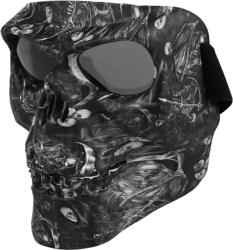 Vista 8 de Máscara de calavera espeluznante con lente polarizada para Airsoft, Paintball, Motor Racing