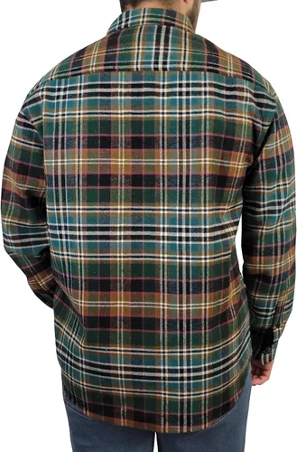 Vista 4 de Victory Outfitters - Camisas de franela de manga larga para hombre, camisa casual de franela con botones cepillados, 100% algodón