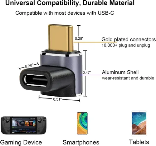 Vista 6 de JOYJOM Paquete de 2 adaptadores de ángulo recto de 90 grados USB-C 4.0 de 40 Gbps PD 100 W 8K 60Hz macho a USB-C hembra, adaptador USB C de 90
