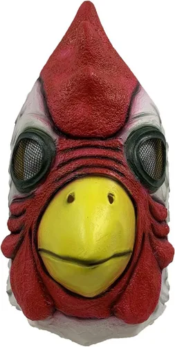Vista 3 de Máscara de gallo de gallo de cabeza completa, accesorios de cosplay animal máscara de látex para Halloween (Cock) multicolor