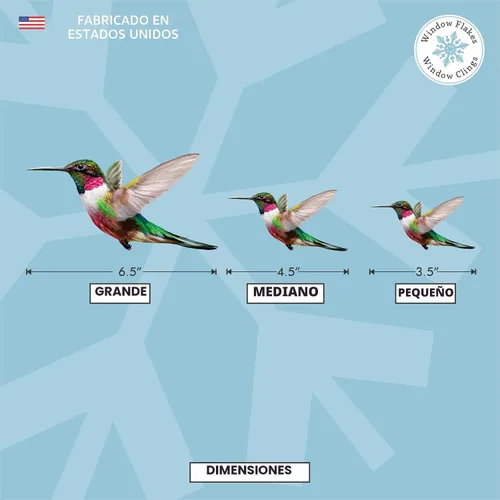 Vista 2 de 4 adhesivos para ventanas de colibrí para seguridad de vidrio en puertas, ventanas y paneles. Calcomanías para evitar golpes de pájaros. Fabricado