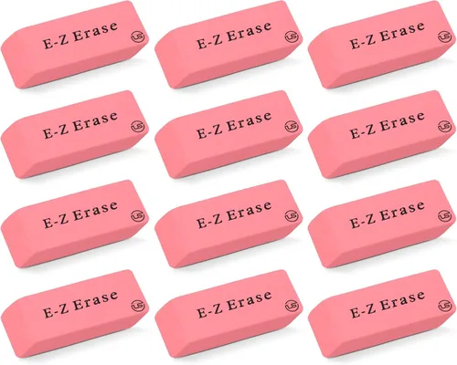 Vista 2 de Borradores rosados, paquete a granel de 12 borradores rectangulares, sin látex, borradores de perlas rosas para suministros escolares, arte y oficina