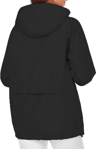 Vista 2 de SaphiRose Chaqueta impermeable ligera para mujer, rompevientos con capucha