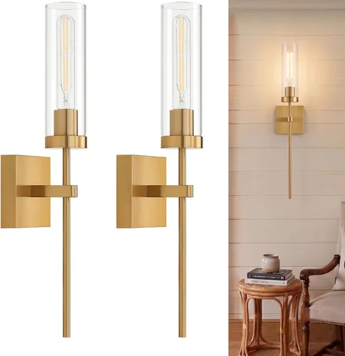 Vista 9 de Juego de 2 apliques de pared de níquel cepillado que funcionan con pilas, iluminación de pared inalámbrica recargable con control remoto, luces
