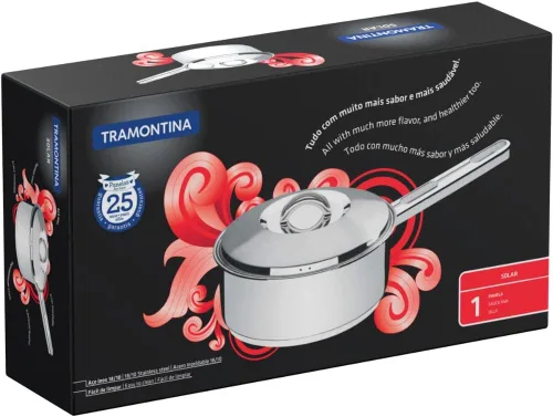 Vista 3 de Tramontina 62501/160 Solar, olla de una sola manija, 6.3 pulgadas (6.3 in), acero inoxidable 18-10, compatible con inducción, respeto por el día