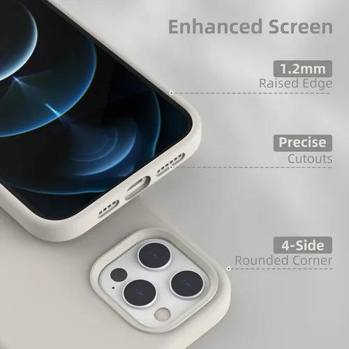 Vista 3 de Funda de silicona líquida compatible con iPhone 12 Pro Max, color piedra [Protección contra caídas]
