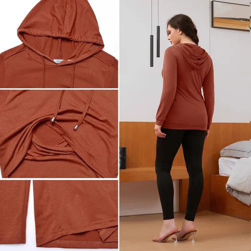 Vista 207 de GINKANA Sudadera con capucha para mujer, manga larga, lactancia materna, ropa casual