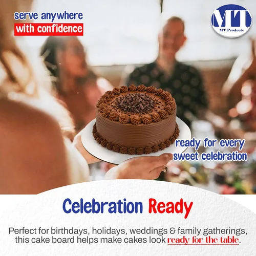 Vista 5 de MT Products Corrugated White Cardboard Cake Board or Pizza Circle 14 inch - Sturdy Cake Base for Displaying Cakes, Bread and Desserts (5 Pieces)