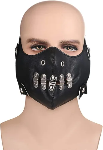Vista 2 de JewelryWe - Máscara punk con cremallera y remache de piel