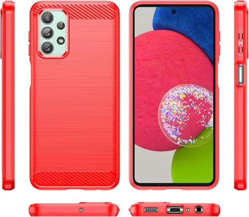 Vista 2 de M MAIKZI - Funda para Samsung Galaxy A23, TPU cepillado rojo, con protector de pantalla HD