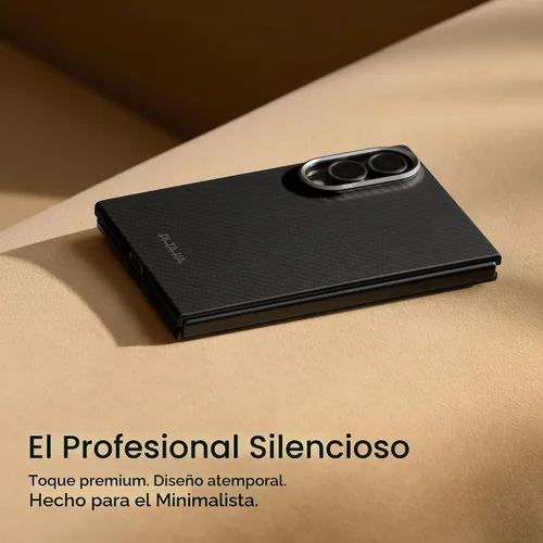 Vista 8 de pitaka Funda para Z Fold 8, sensación sin funda, tejido de aramida, negro Negro/Gris (Sarga)