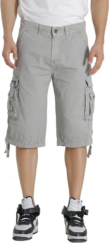 Vista 3 de Pantalones cortos de carga para hombre, con múltiples bolsillos, de sarga de algodón, de ajuste relajado, camuflaje para exteriores