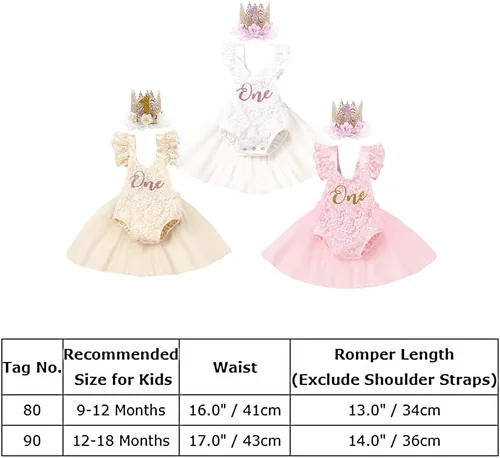 Vista 89 de Traje de bebé niña primer cumpleaños traje de encaje tul mameluco princesa tutú vestido de un año cumpleaños pastel Smash fotografía ropa