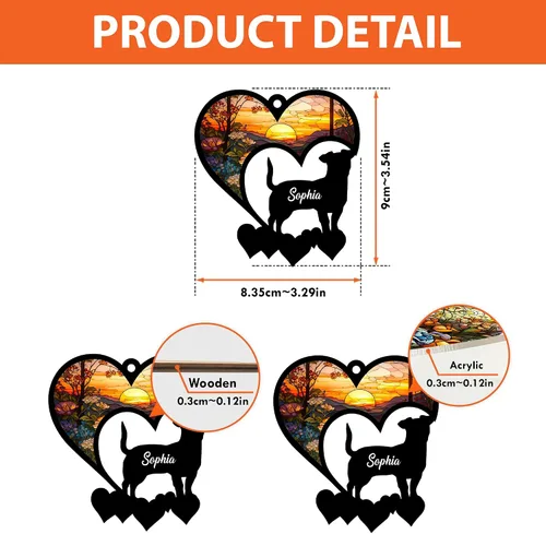 Vista 5 de Campanillas de viento personalizadas para perros, campanillas de viento conmemorativas para perros, campanillas de viento para pérdida de mascotas A3