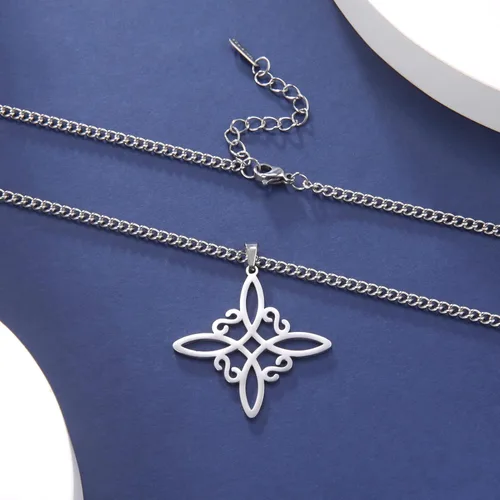 Vista 4 de Dreamtimes Collar de bruja de color plateado para mujer, collar de nudo celta, protección de nudo de brujas, amuleto de triquetra, joyería