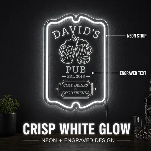 Vista 2 de Letrero de barra de neón personalizado para bar en casa, hecho a mano, regulables, personalizables, barras de neón 3D, letrero de luz de cerveza