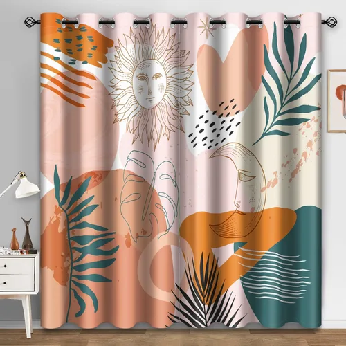 Vista 9 de Aimego - Cortinas opacas rústicas con flores de girasol, cortinas para oscurecer la habitación, estilo granja, paneles de madera, mariposas azules