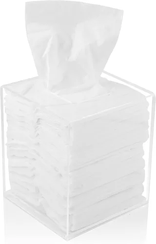 Vista 12 de Soporte acrílico para caja de pañuelos, dispensador transparente para pañuelos faciales, servilletas y hojas de secadora. Perfecto para baños