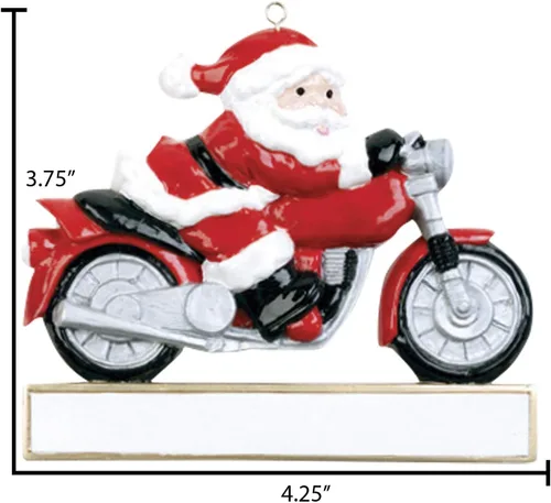 Vista 3 de Adorno de Navidad personalizado para motocicleta 2024 – Carreras de pista de tierra, bicicleta, decoración de vehículos, Papá Noel motorista