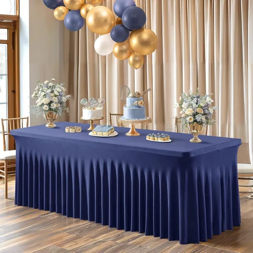 Vista 10 de PARTISKY - Mantel de elastano negro para mesas rectangulares de 4 pies, cubierta de mesa elástica para mesas plegables, bodas, fiestas, banquetes