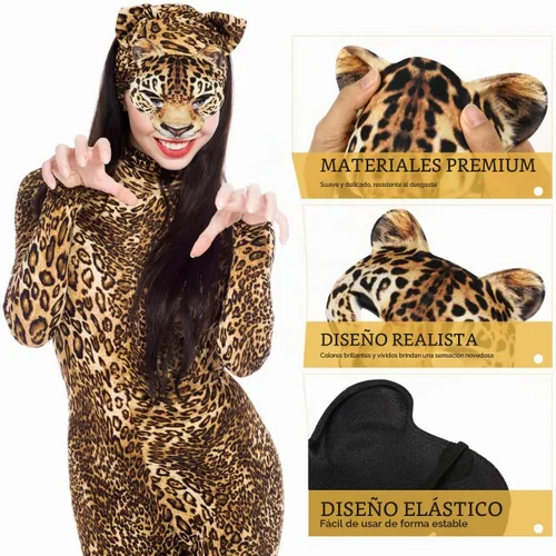 Vista 2 de Amosfun Máscara de leopardo máscara de animal de media cara para adultos