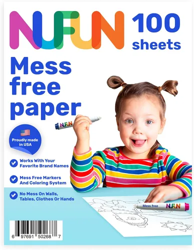 Vista 5 de NuFun Activities Rollo de caballete libre de desorden de 17 pulgadas x 200 pies, papel de colorear en blanco para niños, papel de arte sin desorden